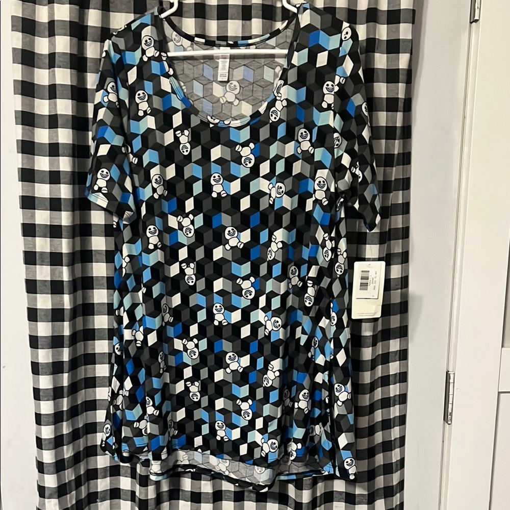 LuLaRoe Geometric Blue and Black shirt